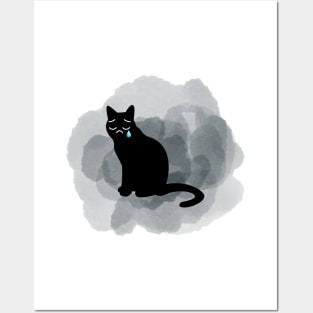 Sad Cat In Grunge Posters and Art